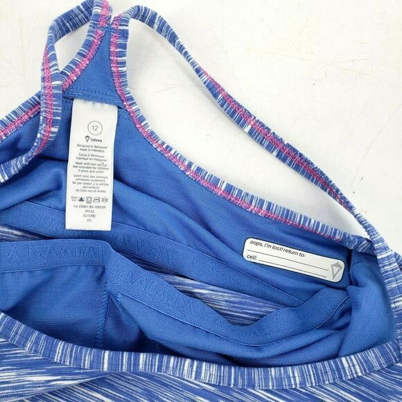 Ivivva Girls Lululemon Blue Tank Top with Shelf Bra Gym Class Workout Size 12 - Picture 4 of 11
